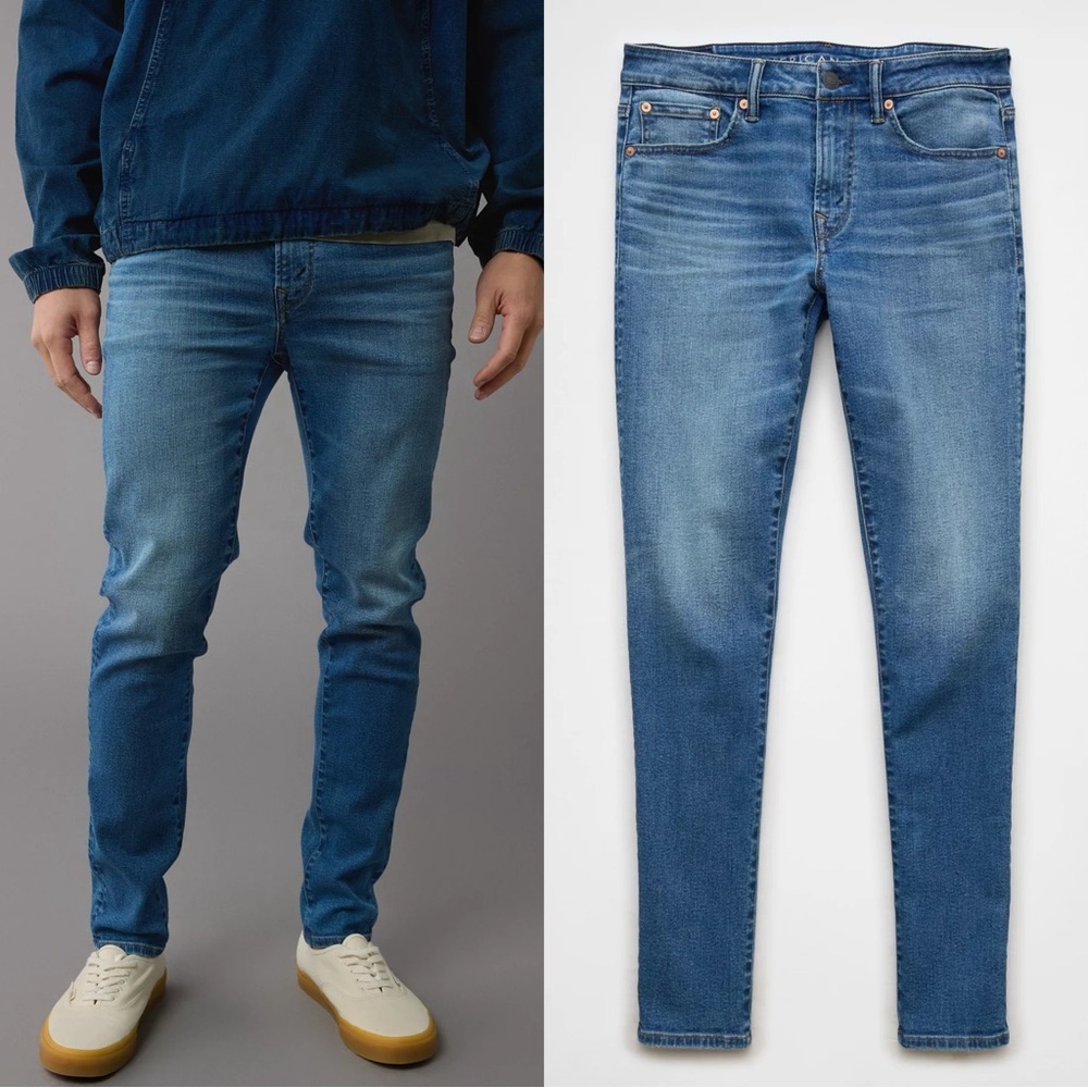 American Eagle Outfitters Men’s AE AirFlex+ Skinny Jeans 36x30 Blue High Stretch